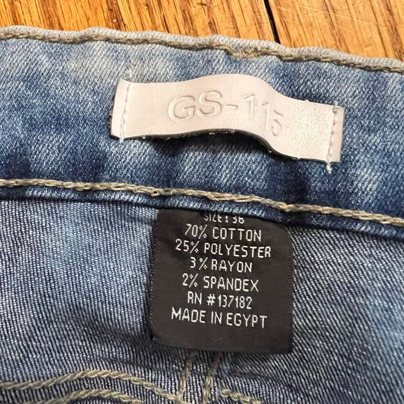 GS-115 Jeans Mens 36 Acid Wash Slim Distreased Street Blue pants - Picture 5 of 9